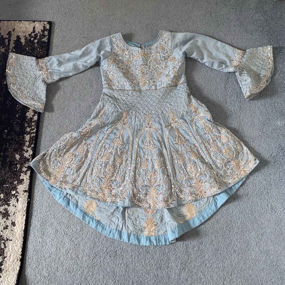 Indian Cotton 3 PC Suit w/ Tail Shirt, Lehnga, and Dupatta